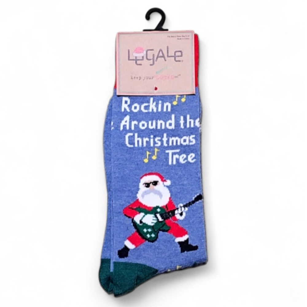 Legale Rockin Around Christmas Tree Santa Claus crew socks Mens
